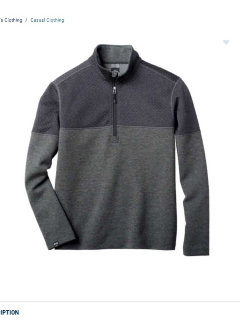 Storm Creek Men's XXL Architect 1/4 Zip Jacket Grey NWT Quilted Pattern Soft